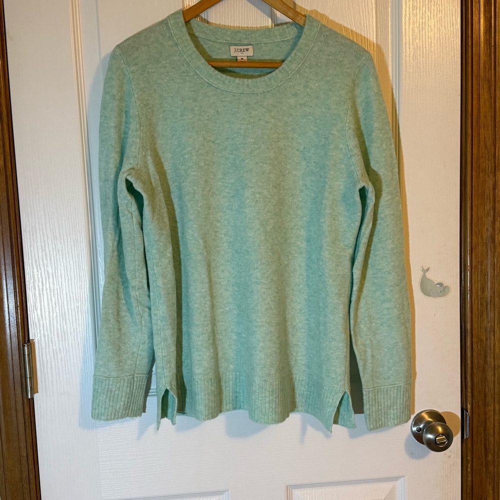 J. Crew Lightweight Aqua Blue Crewneck Sweater Medium